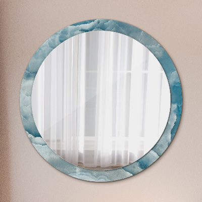 Round mirror printed frame Blue onyx marble