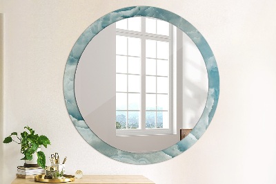 Round mirror printed frame Blue onyx marble