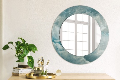 Round mirror printed frame Blue onyx marble