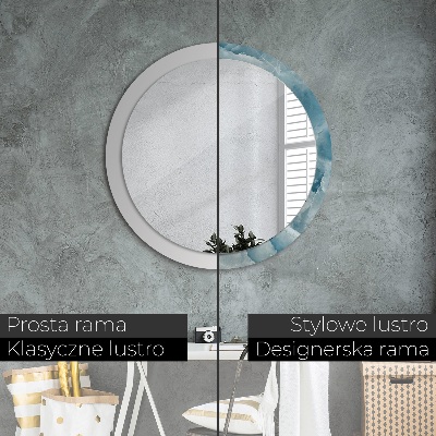 Round mirror printed frame Blue onyx marble