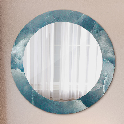 Round mirror printed frame Blue onyx marble