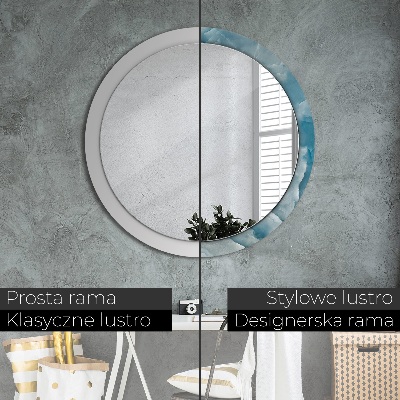 Round mirror printed frame Blue onyx marble