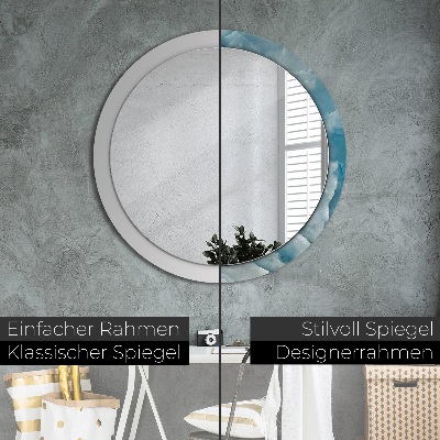 Round mirror printed frame Blue onyx marble