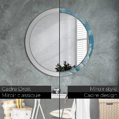 Round mirror printed frame Blue onyx marble