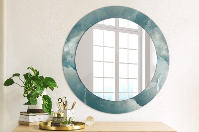 Round mirror printed frame Blue onyx marble