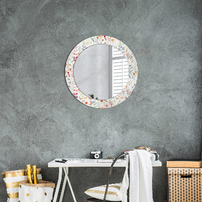 Round mirror decor Wild flowers