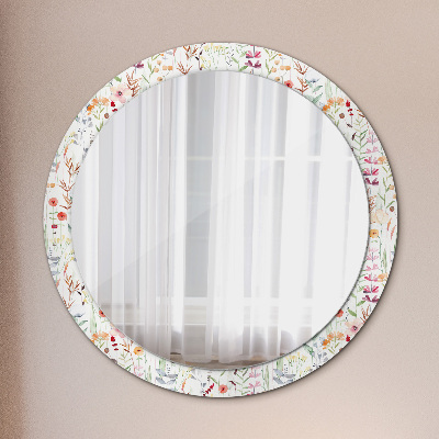 Round mirror decor Wild flowers