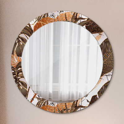 Round decorative wall mirror Palm leaves