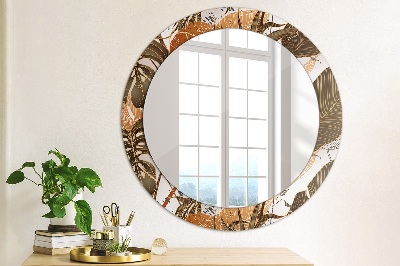 Round decorative wall mirror Palm leaves