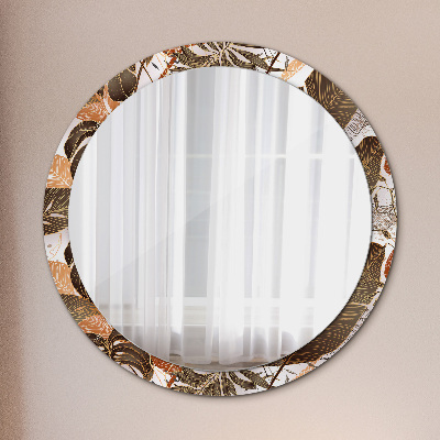 Round decorative wall mirror Palm leaves