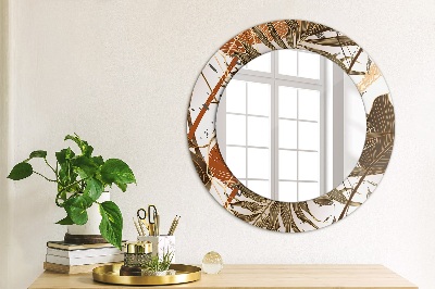 Round decorative wall mirror Palm leaves