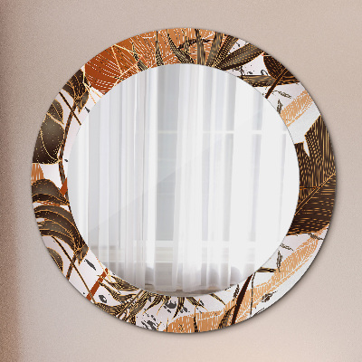 Round decorative wall mirror Palm leaves