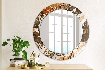 Round decorative wall mirror Palm leaves