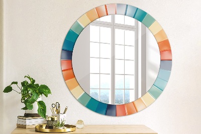 Round decorative wall mirror Radial concentric stripes