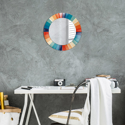 Round decorative wall mirror Radial concentric stripes