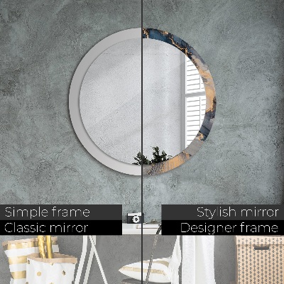 Round mirror printed frame Abstract fluid