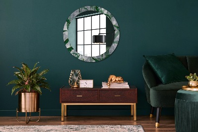 Round mirror printed frame Tropical leaves