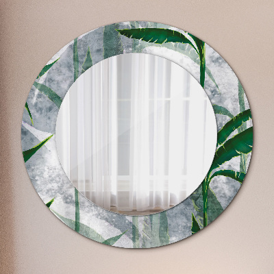 Round mirror printed frame Tropical leaves