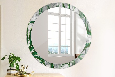 Round mirror printed frame Tropical leaves