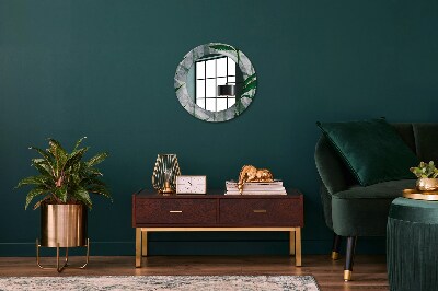 Round mirror printed frame Tropical leaves