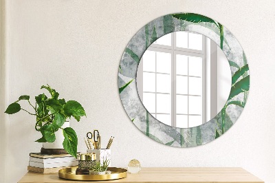 Round mirror printed frame Tropical leaves