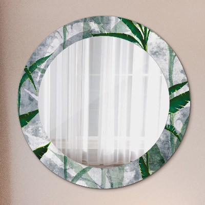 Round mirror printed frame Tropical leaves