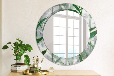 Round mirror printed frame Tropical leaves