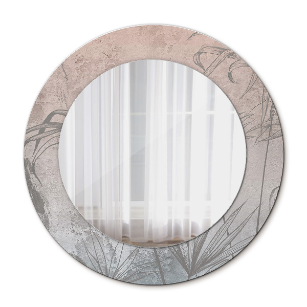 Round mirror printed frame Tropical flowers