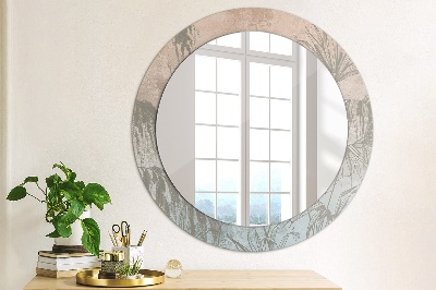 Round mirror printed frame Tropical flowers