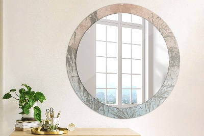 Round mirror printed frame Tropical flowers