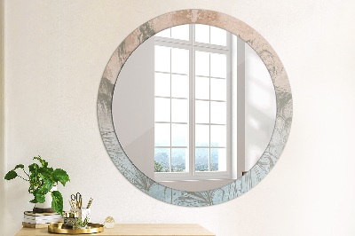 Round mirror printed frame Tropical flowers