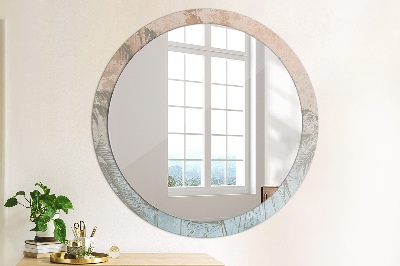 Round mirror printed frame Tropical flowers