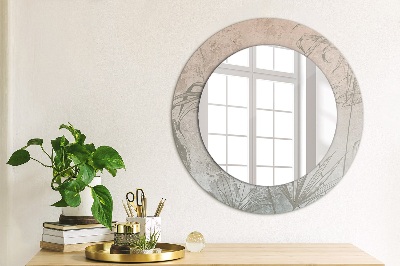 Round mirror printed frame Tropical flowers