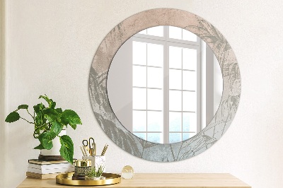 Round mirror printed frame Tropical flowers