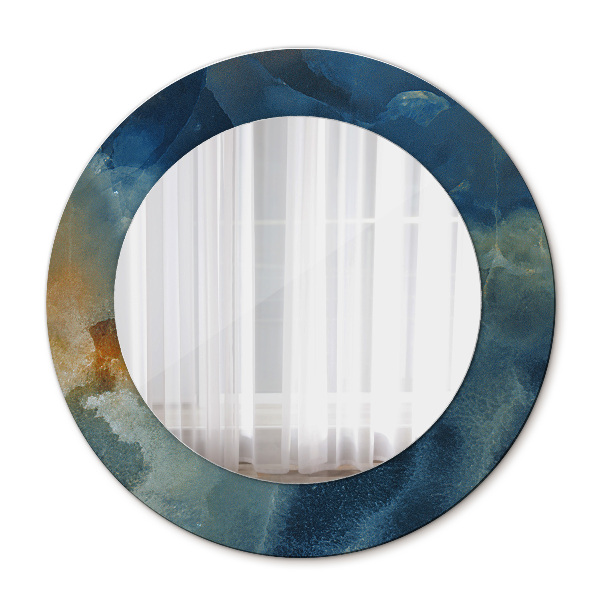 Round mirror printed frame Onyx marble