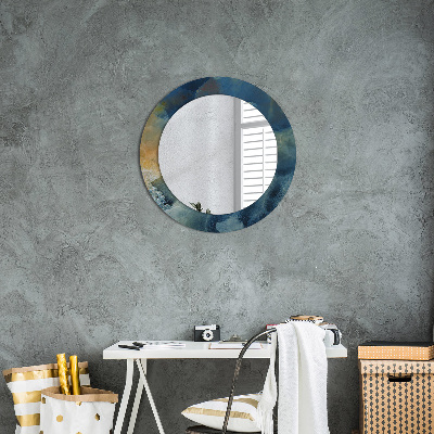 Round mirror printed frame Onyx marble