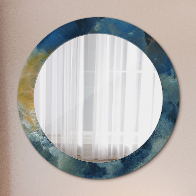 Round mirror printed frame Onyx marble