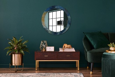 Round mirror printed frame Onyx marble