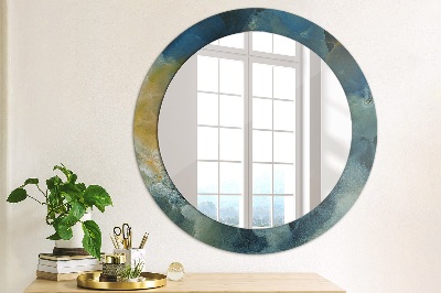 Round mirror printed frame Onyx marble