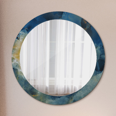 Round mirror printed frame Onyx marble