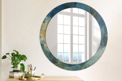 Round mirror printed frame Onyx marble