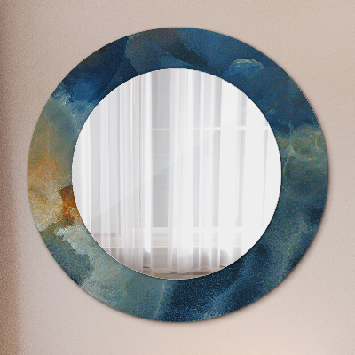 Round mirror printed frame Onyx marble