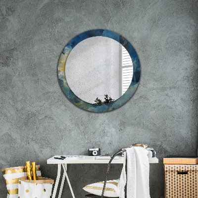 Round mirror printed frame Onyx marble