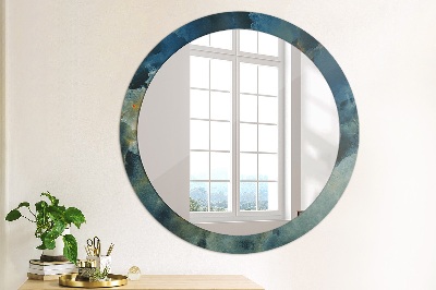 Round mirror printed frame Onyx marble