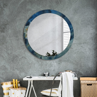 Round mirror printed frame Onyx marble