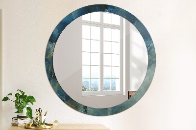 Round mirror printed frame Onyx marble