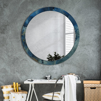 Round mirror printed frame Onyx marble