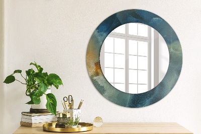 Round mirror printed frame Onyx marble