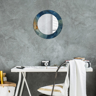 Round mirror printed frame Onyx marble