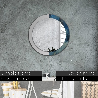 Round mirror printed frame Onyx marble